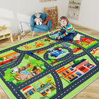 Kids Carpet Car Play Rug, City Life Traffic Road Kids Rug Playmat,Non Slip Children Educational Game Car Mat Area Rug for Playroom Baby Toddler Boys Bedroom Classroom (118X78.7 INCH, Style 2)