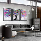 Novatique Tree Wall Art Decor Graffiti Picture Wall Decor Abstract Tree of Life Canvas Painting Print for Living Room Bedroom,24" x 36" x 3pcs