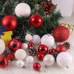 Red & White 1.6" Small Christmas Balls Christmas Tree Decoration Ornaments Shatterproof Hanging Balls for Birthday Halloween Holiday Wedding Decorations Set of 12pcs