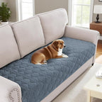 H.VERSAILTEX Couch Cover Chenille Pet Fuzzy Sofa Covers for 3 Cushion Couch Anti Slip Washable Sofa Slipcovers with Strap Soft Couch Protector Cover for Dogs Cats Kids(36" x 74", Stone Blue)