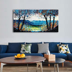 Diathou Art Hand-painted 24x48 inch mountain scenery oil painting Art Forest scenery canvas wall art decoration