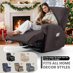 VANSOFY Recliner Chair Covers, 4-Pieces Stretch Recliner Cover Jacquard Soft Reclining Chair Slipcover Furniture Protector with Elastic Bottom for Lazy Boy Recliner(Chocolate)