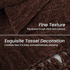 Yoenille Rust Brown Chenille Throw Blanket for Couch Bed，Soft Cozy Throw Blanket with Handmade Fringe, Decorative Blanket for Sofa Chair Living Room for Gift, (Rust Brown,60" x 80")