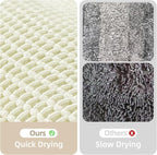 Cream White Long Bathroom Rugs, Waffle Runner Rug Bathroom Non Slip Washable Super Absorbent Quick Dry Boho Farmhouse Bath Mat, 72"x24" Cream White