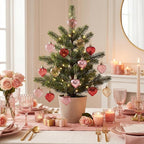 Valery Madelyn 16Pcs Valentine's Day Heart Shaped Ornaments Gift Pack, Christmas Craft Heart Decorations, Clear Transparent Red Pink Gold Christmas Baubles Hanging Party Wedding Decor