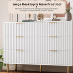 GarveeHome White 6 Drawer Dresser for Bedroom, Fluted 47.2 in Wide Modern Chest of Drawers with Deep Drawers, Long Large Double Dresser TV Stand for Living Room, Hallway, Kids Room