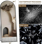 Suidia Arched Full Length Mirror, 59"x19" Floor Mirror Freestanding, Floor Standing Full Body Mirror with Stand for Bedroom, Hanging Leaning Mounted for Living Room Cloakroom, Black