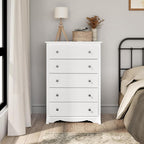 Prepac Sonoma Superior 5-Drawer Dresser for Bedroom - Spacious and Stylish Chest of Drawers, Measuring 17.75"D x 31.5"W x 44.75"H, In White Finish