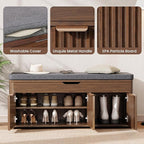 Shoe Bench with Storage - Lift Top Entryway Bench with Hidden Storage, Shoe Rack with Adjustable Shelves and Cushioned Seat, Wooden End of Bed Bench for Bedroom, Living Room and Hallway,Walnut