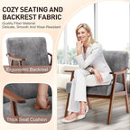 KEIKI Mid-Century Modern Accent Chair with Solid Wood Frame, Stylish Upholstered Armchair for Modern Retro Home Décor