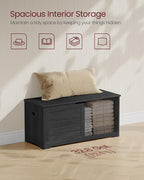 VASAGLE Storage Chest, Storage Bench with 2 Safety Hinges, Farmhouse Style, 15.7 x 39.4 x 18.1 Inches, for Entryway, Bedroom, Living Room, Charcoal Gray ULSB061B01