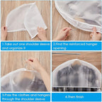 Patelai 80 Pcs Shoulder Covers for Hanging Clothes 24 x 12 x 2 Inches Plastic Garment Dust Covers Protectors with 2" Gusset for Closet Storage Suit, Coats, Jackets, Dress Closet Storage