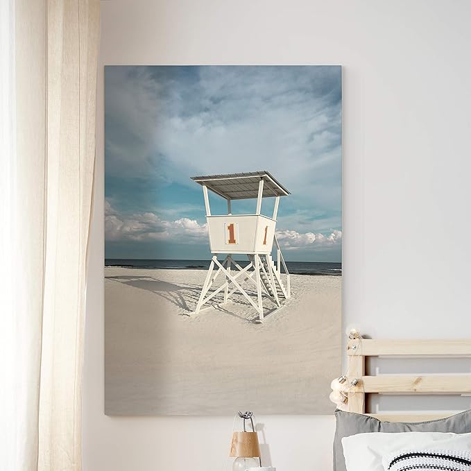 Renditions Gallery Canvas Romantic Wall Art Modern Paintings Decorations Cloudy Coast Guard View Glam Nature Wall Hanging Artwork Prints for Bedroom Living Room Office Kitchen - 18"x27" LT06