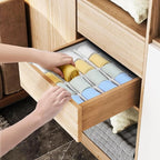 Joyoldelf Sock Drawer Organizer Divider, 16-Cell Underwear Organizers and Storage Fabric Drawer Organizer for Socks, Lingerie, Handkerchiefs, Ties Black, 2 Packs (White)
