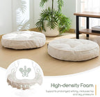 HIGOGOGO Washable Floor Pillow Cushion for Adults, Meditation Cushion Pillow, Large Round Floor Sitting, Removable Tufted Corduroy Cover, for Tatami Living Room or Yoga, 22x22 Inch, Machine Washable
