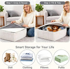 Tiita Suqre Stuffed Pouf Ottoman, Stripe Poufs 21×21×10 inch with Foam Chunk Filling, Floor Bean Bag Floor Chair Storage for Living Room Bedroom Home Decor, Beige
