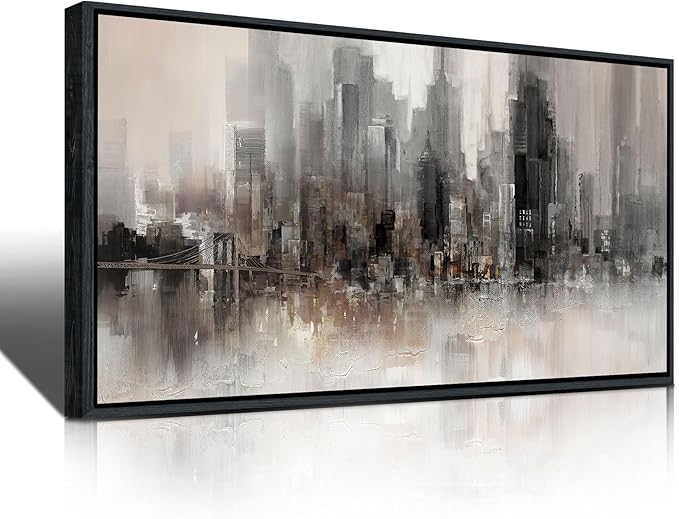YDYSUNE NYC WALL ART Framed Ready to Hang Home Decor Black White Artwork Wall Art Prints Canvas Painting Large Size for Living Room Bedroom Office Decoration