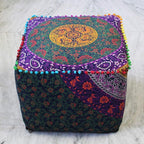CRAFT KALA Mandala Meditation Floor Pillows Square Pillow Cover Seating Decorative Adults Bohemian Floor Cushion Cover Outdoor Living Room Throw Ottoman Poufs Cover 18X18X14 inches, Multi Six Color