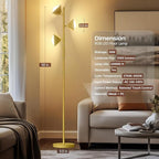 36W RGBCW Floor Lamp, Color Changing LED Tree Floor Lamp, Stepless Dimmable Tall Standing Lamp with Remote & Touch Control, 2700K-6500K Modern Floor Lamps for Living Room, Bedroom, Gaming Room - Gold
