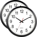 Bernhard Products Black Wall Clock Silent Non Ticking - XL 18 Inch, Set of Two Quality Quartz Battery Operated Round Easy to Read Home/Office/Classroom/School
