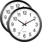 Bernhard Products Black Wall Clock Silent Non Ticking - XL 18 Inch, Set of Two Quality Quartz Battery Operated Round Easy to Read Home/Office/Classroom/School