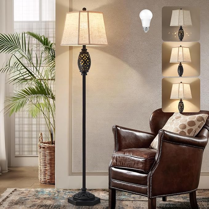 Luvkczc Vintage Floor Lamp with Cutout Design & Glowing Light - Resin Elegant Standing Lamp for Living Room, Bedroom, Office (Includes Bulb)