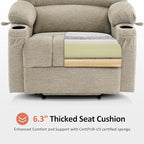 MCombo Power Lift Recliner Chair for Elderly, Lift Chair with Heat and Massage, Extra Wide Lift Recliner for Big People, Fabric R7096 (Medium-Wide, Beige)