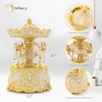 Carousel Music Box Gold & Ivory 8.7" Rotate Christmas Music Box for Kids & Adults, Classic Wind up Cylinder Music Box Birthday Gifts for Women Girls Mom, Carousel Horse Musical Lantern Home Room Decor