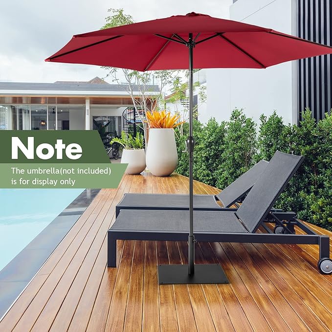 Giantex 42 lbs Patio Umbrella Base, 25 inch Heavy Duty Square Outdoor Umbrella Stand for 1.6''-1.9'' Poles, 4 Adjustable Pads Anchor Holes, Umbrella Holder for Deck Yard Poolside Garden