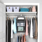 HOLDN’ STORAGE - 3 Shelf Hanging Closet Organizer with Metal Rod - Bamboo Inserted, Holds up to 24 pounds - 24” W x 12” D x 29.5”H - Perfect for College Dorms & RV Hanging Organizer