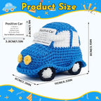 Positive Funny Crochet Car, Emotional Support Mini Handmade Crochet Gift, Inspirational Birthday Gifts for Men Women Friends Boyfriend Dad Coworker, Blue