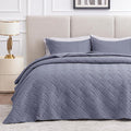 Love's cabin California King Size Quilt Bedding Set Blue Bedspread - Cal King Summer Lightweight Bedspread Comforter - Wave Pattern Coverlet for All Season - 3 Pieces (1 Quilt, 2 Pillow Shams)
