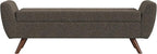 HomePop Modern Storage Bench with Wood Legs |Homepop Home Décor|Bench with Storage for Living Room & Bedroom - Dark Brown Boucle