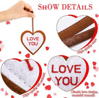 Tatuo 24 Pcs Valentines Felt Heart Ornaments for Tree Decorations Felt Conversation Heart Ornaments Colorful Hanging Valentines Day Tree Decor for Home Decor Party Decoration DIY Crafts