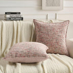 FUTEI Blush Decorative Throw Pillow Covers 22x22 Inch Set of 2,Soft Chenille Tweed Textured Cushion Case,Modern Home Decor for Couch Bed Living Room
