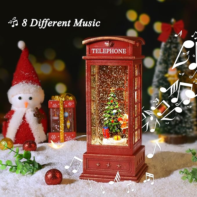 Christmas Snow Globe Lantern,Christmass Lantern with 8 Christmas Theme Music,Christma Snow Globe Gifts Water Glittering Swirling Christma Home Decoration (Christmas Child)
