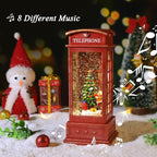 Christmas Snow Globe Lantern,Christmass Lantern with 8 Christmas Theme Music,Christma Snow Globe Gifts Water Glittering Swirling Christma Home Decoration (Christmas Child)