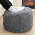 Stuffed Pouf Ottoman with High Density Foam Filler Plush Fiber Pouf Stool Round Foot Stool Cushion Storage Ottoman 20 * 12''Floor Poufs Foot Rest for Living Room (Gray)