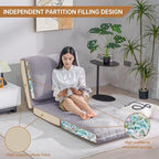 Bean Bag Chairs for Adults,Folding Sofa Bed,Floor Couch Bed, Foam Filling Fold Floor Mattress with Washable Soft Faux Fur Cover, Leisure Floor Couch for Bedroom Living Room(Grey,Single)