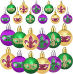 JULMELON 24Pcs Mardi Gras Hanging Ball Ornaments Mardi Gras Glitter Hanging Ball Decorations Sequin Purple Green Gold Tree Ornament for Mardi Gras Home New Orleans Masquerade Party Decor