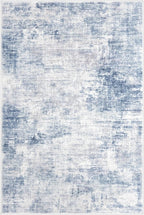 IOHOUZE Abstract Area Rug 3x5 Ft Washable Rugs for Entryway Indoor, Non Slip Kitchen Rug Printed Faux Wool Throw Rugs, Indoor Door Mat for Door Entrance Foyer Living Room, Light Blue White