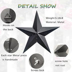 JoyEvy 48" Large Barn Star-Black Barn Star Outdoor Decoration-Metal Stars for Outside Texas Stars Art Rustic Vintage Western Country Home Farmhouse Primitive House Decor- Primitive Wall Décor