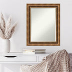 Amanti Art Bronze Wall Mirror 29x23 Manhattan Bronze Rectangle Bathroom Mirror for Wall Decor Living Room, Medium Traditional Wood Frame, Hangs Horizonally and Vertically, Bathroom Decor, Beveled Edge