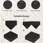 Simple Houseware 4-Pack Drawer Organizer Set - Closet Dividers for Underwear, Socks, Bras, Scarves, Ties - Foldable Non-Woven Storage Boxes, Dark Gray