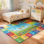 ST. BRIDGE Educational Kids Rug for Playroom 3x5 Feet, Non Slip Play Mat with ABC Alphabet, Numbers & Animals for Toddler Preschool Nursery Classroom, Soft Washable Area Rug for Early Learning