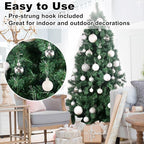 White & Silver 1.6" Small Christmas Balls Christmas Tree Decoration Ornaments Shatterproof Hanging Balls for Birthday Halloween Holiday Wedding Decorations Set of 12pcs