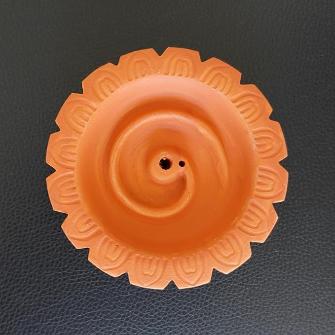 Clay Spiral Incense Burner | Handmade Clay Incense Holder | Terra-Cotta | Holds 1 Regular, 1 Joss Stick and Rope Incenses | Incense Stand Ash Catcher | Rope Incense Burner