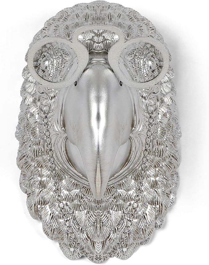 UITWMKTG Silver Animal Head Wall Decor Modern Home Decor Resin Animal Sculptures Wall Mount Vintage Head Wall Art for Living Room Hanging Decoration Parrot