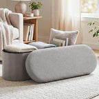 43.3 Inches Collapsible Ottoman with Storage, Bench with Storage Ottoman for Living Room, Bedroom & Entryway-Grey
