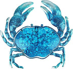 John's Studio Crab Wall Decor Outdoor Metal Bathroom Hanging Art Glass Blue Ocean Theme Decorations for Home, Pool and Patio